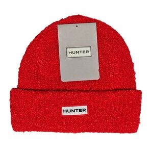 Hunter Hat Beanie Red Texture Cuffed Knit Logo Outdoor Cottagecore Christmas